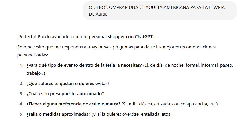 ejemplo personal shopper chaqueta americana para la feria de abril