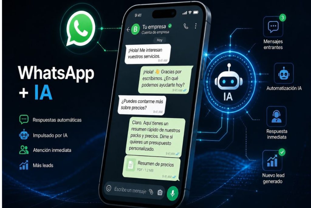 Automatización inteligente en WhatsApp Business con agente IA para atender clientes y generar leads