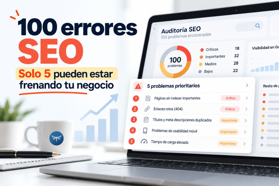 Auditoría SEO con 100 errores detectados y cinco problemas prioritarios que pueden frenar el crecimiento de un negocio