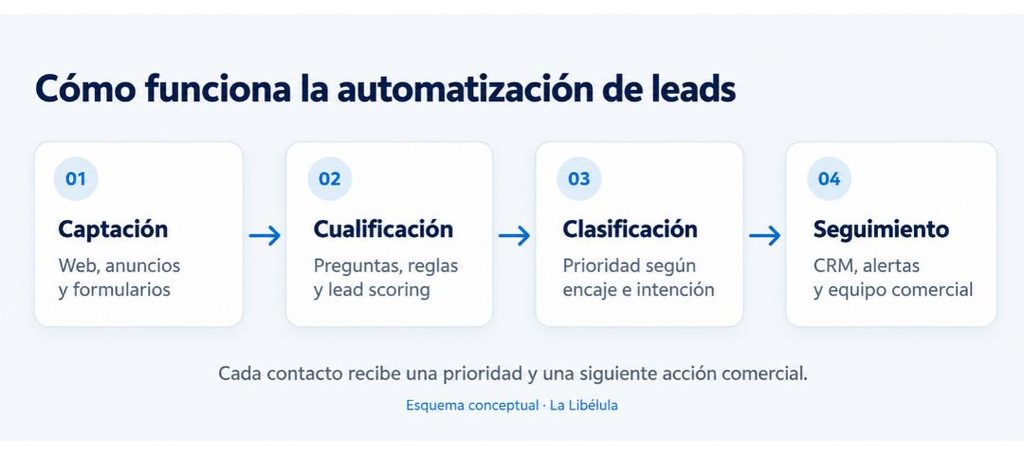 Fases de la automatización de leads captación, cualificación, clasificación y seguimiento comercial